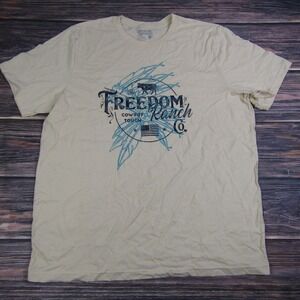 American Highway Adult Mens 2XL Beige USA Cowboy Western Tee T Shirt